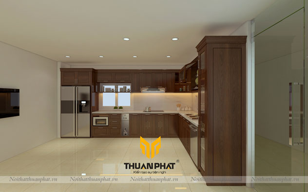 Tủ bếp inox cánh gỗ Óc Chó OCI05